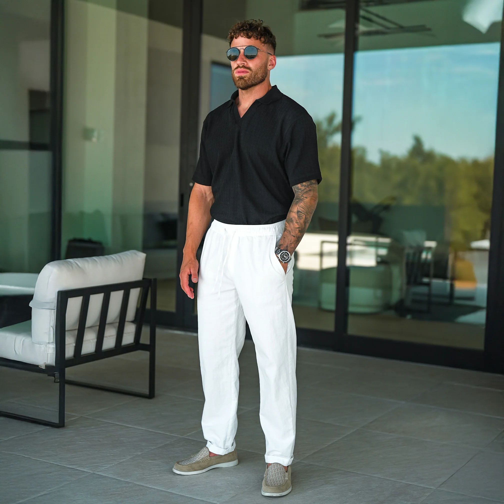 Premium Linen Pants - White - Image 7